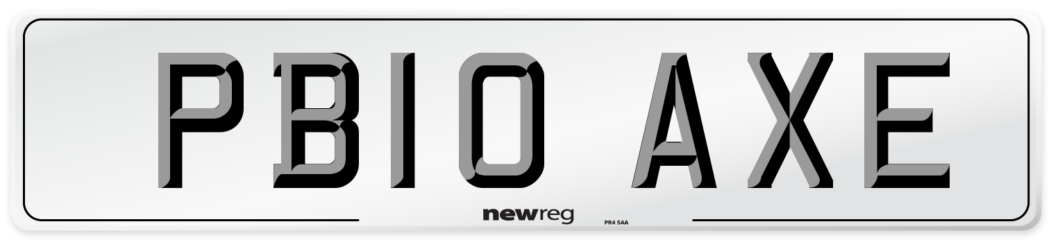 PB10 AXE Number Plate from New Reg